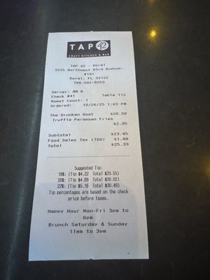 Menu photo 4 Tap 42 - Doral Doral, FL