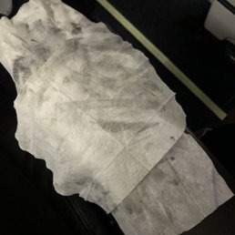 Wiped down first class seat with sanitizer wipes ewwwwww. Wiped down first class seat with sanitizer wipes ewwwwww.