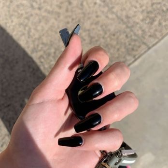 Luxury Nails - black coffin acrylic - Nail Salons Near Me - Tustin, California Luxury Nails - black coffin acrylic - Nail Salons Near Me - Tustin, California