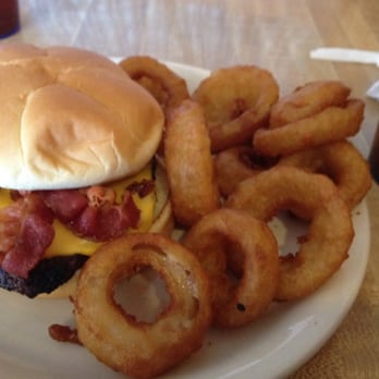 Freddies Restaurant & Take-Out - Bacon cheese burger with onion rings - New American Near Me - Mora, Minnesota Freddies Restaurant & Take-Out - Bacon cheese burger with onion rings - New American Near Me - Mora, Minnesota