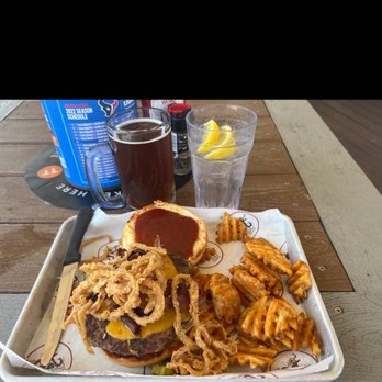 The Spot - Ralph Burger with sides of hydration. - Burgers Near Me - Galveston, Texas