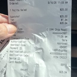 My receipt for 26.94 My receipt for 26.94