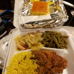 Brown's Soul Food Restaurant & Catering - Fried chix, green beans, cabbage, rice and cornbread