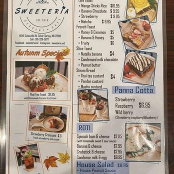 Sweeteria - Menu - Desserts Near Me - Silver Spring, Maryland