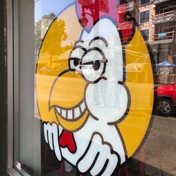 Downlow Chicken Shack - a chicken on a stool - Chicken Shop Near Me - Vancouver, British Columbia