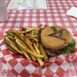 Double meat burger with home cut fries. Double meat burger with home cut fries.