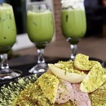 The Ravens Nest - Matcha Tea flight with banana pancakes - Breakfast & Brunch Near Me - Quartz Hill, California The Ravens Nest - Matcha Tea flight with banana pancakes - Breakfast & Brunch Near Me - Quartz Hill, California