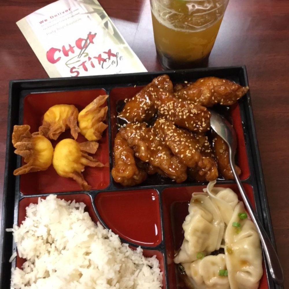Chopstixx - Pick 3 Combo: Sesame Chicken + Steamed Gyoza + Crabmeat Cheese Puffs + Passion Fruit Bubble Tea - Chinese Near Me - Elkridge, Maryland Chopstixx - Pick 3 Combo: Sesame Chicken + Steamed Gyoza + Crabmeat Cheese Puffs + Passion Fruit Bubble Tea - Chinese Near Me - Elkridge, Maryland