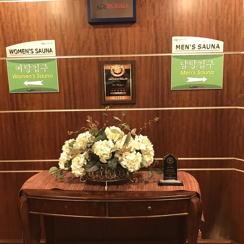 Spa World - Award Wall and directional signs to Sauna - Saunas Near Me - Centreville, Virginia