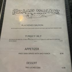 The Beach House Bar & Grille - Menu