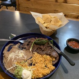 Chips, salsa and Carne asada Chips, salsa and Carne asada