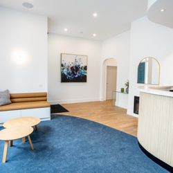 Lovely Dental Care - A view of Lovely Dental Care's beautiful reception area showing the reception desk and seating.
