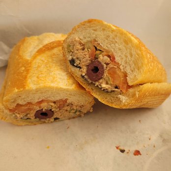 LaSalle Bakery - a chicken salad sandwich cut in half - Coffee & Tea Near Me - Providence, Rhode Island