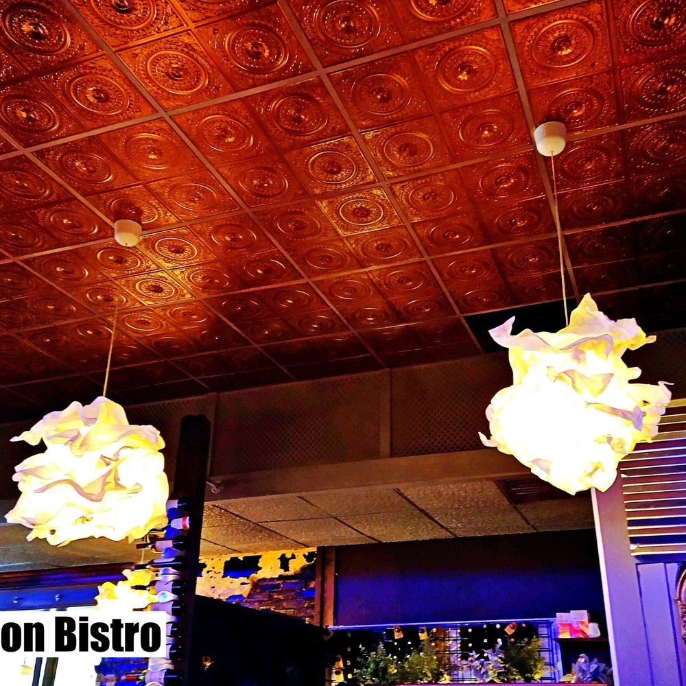 The Blu Moon Bistro - the ceiling and the bar - New American Near Me - Ludington, Michigan