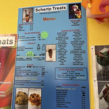 Schertz Treats - Menu as of 7/27/22 - Ice Cream & Frozen Yogurt Near Me - Schertz, Texas Schertz Treats - Menu as of 7/27/22 - Ice Cream & Frozen Yogurt Near Me - Schertz, Texas