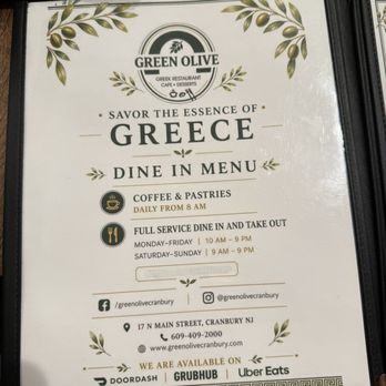 Green Olive - Menu seven of nine - Greek Near Me - Cranbury, New Jersey