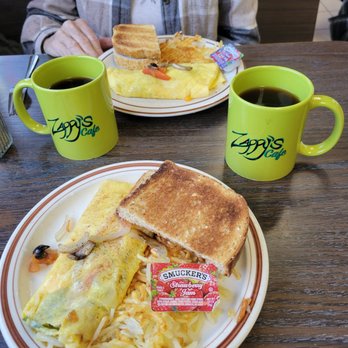 Zappy's Cafe - a plate of food and two cups of coffee - American Near Me - Akeley, Minnesota