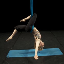 Yoga On York - Jayne practicing aerial yoga