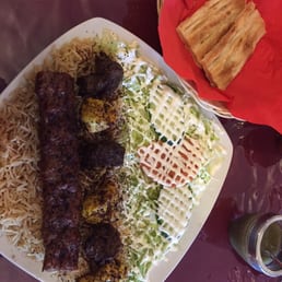 Kebab Combo. Served with the best basmati rice I've eaten in a very long time. Spiced just right. They do take out too!