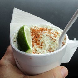 Elote in a cup. Easier eating for the drive