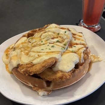 Mom's Kitchen & Bar - -Chicken and Bacon Waffle - Comfort Food Near Me - New York, New York