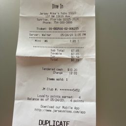 Receipt (Walter was not the server ) it was the Spanish girl. Receipt (Walter was not the server ) it was the Spanish girl.