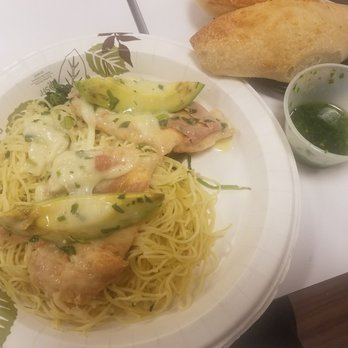 Piero's Corner - Chicken Avocado w/prosciutto & spaghetti on the side w/spinach. Sauce is light - great meal idea! Rolls with pesto olive oil - a must try! - Italian Near Me - Herndon, Virginia Piero's Corner - Chicken Avocado w/prosciutto & spaghetti on the side w/spinach. Sauce is light - great meal idea! Rolls with pesto olive oil - a must try! - Italian Near Me - Herndon, Virginia