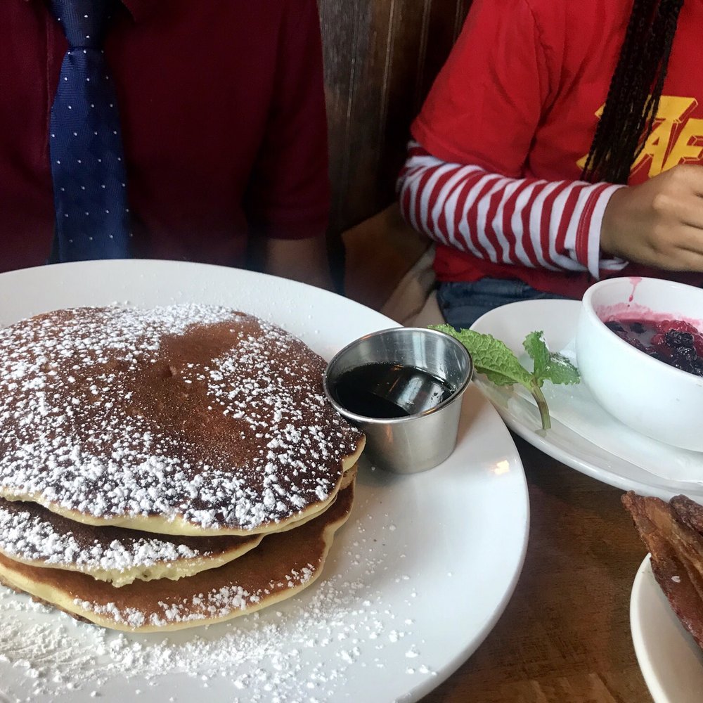 Phebe's - Pancakes with fresh fruit compote (on the side) - American Near Me - New York, New York