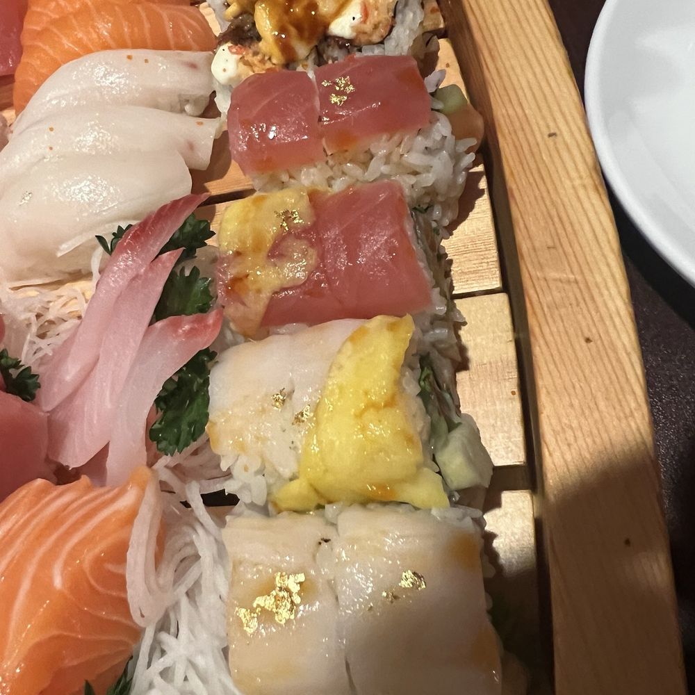Tsuki Sushi & Grill - Love boat with edible gold - Sushi Bars Near Me - Lombard, Illinois Tsuki Sushi & Grill - Love boat with edible gold - Sushi Bars Near Me - Lombard, Illinois