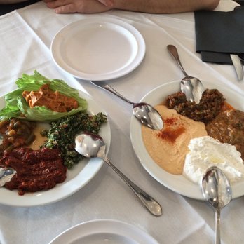Nazif's - Mezze plates with a variety of Turkish and Mediterranean salads for appetizers. Very delicious! - Turkish Near Me - Houston, Texas Nazif's - Mezze plates with a variety of Turkish and Mediterranean salads for appetizers. Very delicious! - Turkish Near Me - Houston, Texas