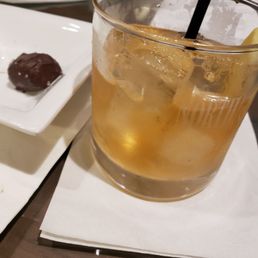 An old fashioned and dark chocolate salted caramel truffle.