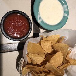 Queso dip, chips and salsa score high.