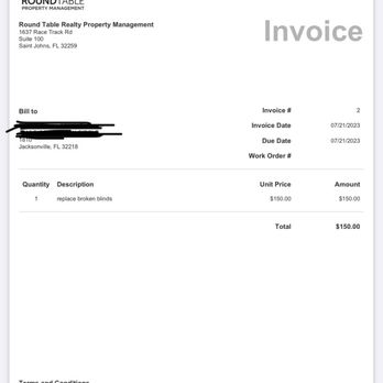 Round Table Realty - Made up invoice they made on the spot when I asked for the receipts and tally of the materials and labor used of the charges they came up. - Real Estate Agents Near Me - St. Johns, Florida Round Table Realty - Made up invoice they made on the spot when I asked for the receipts and tally of the materials and labor used of the charges they came up. - Real Estate Agents Near Me - St. Johns, Florida