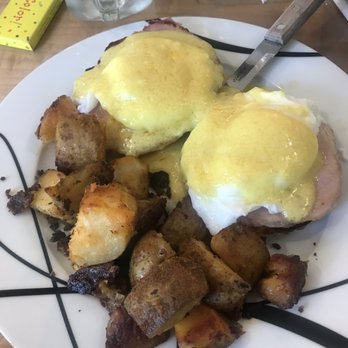 Sweet Jean's Cafe - Eggs Benedict with home fries. - Breakfast & Brunch Near Me - East Hampton, Connecticut