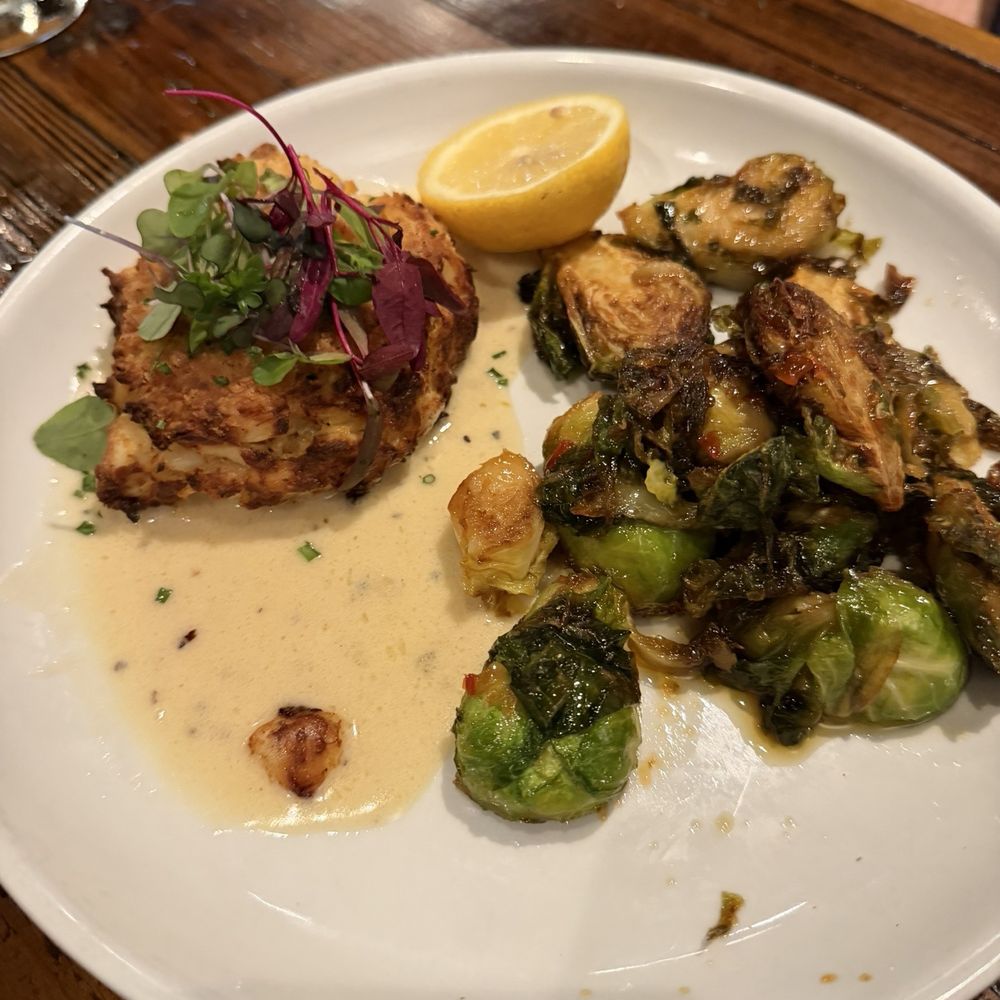 Crab cake and brussels sprouts... picture doesn't do it justice!