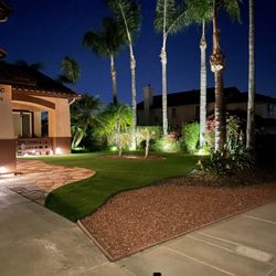 Accurate Irrigation and Lighting Service - Front yard with yard lights installed by Accurate Irrigation and Lighting Services