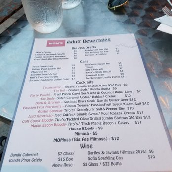 Mom's Kitchen & Bar - Drink menu yay - Bars Near Me - Astoria, New York