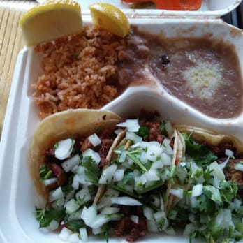 Los Jalapenos - #2 special - 3 tacos, beans & rice. $6 - Mexican Near Me - Rancho Cucamonga, California