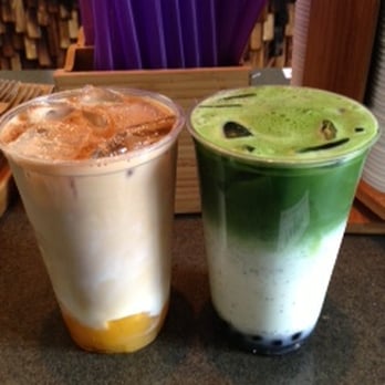 Asha Tea House - Iced Pumpkin Spice Latte & Iced Matcha Latte w/ Boba - Tea Rooms Near Me - Berkeley, California