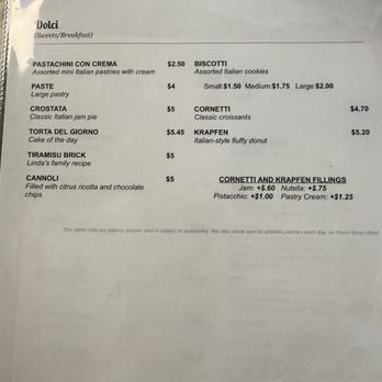 Linda's Dolci - Drink Menu - Bakeries Near Me - Albuquerque, New Mexico