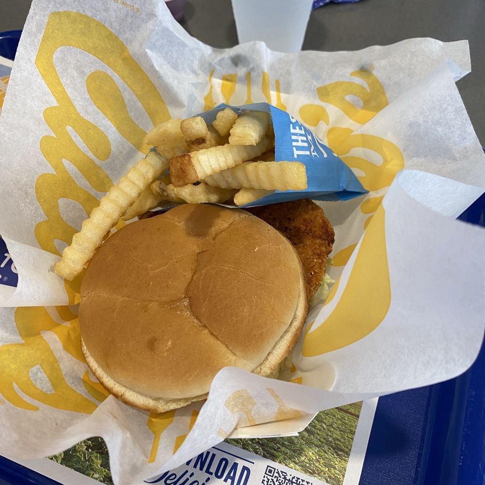 Culver's - Spicy chicken sandwich with fries and drink. Hot and not too bad. - Burgers Near Me - West Melbourne, Florida Culver's - Spicy chicken sandwich with fries and drink. Hot and not too bad. - Burgers Near Me - West Melbourne, Florida