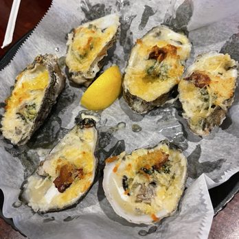 Steamboat Grill - Rockefeller oysters. - Seafood Near Me - Santa Rosa Beach, Florida Steamboat Grill - Rockefeller oysters. - Seafood Near Me - Santa Rosa Beach, Florida