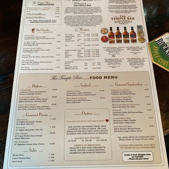 The Temple Bar - Menu - Pubs Near Me - Dublin, D The Temple Bar - Menu - Pubs Near Me - Dublin, D