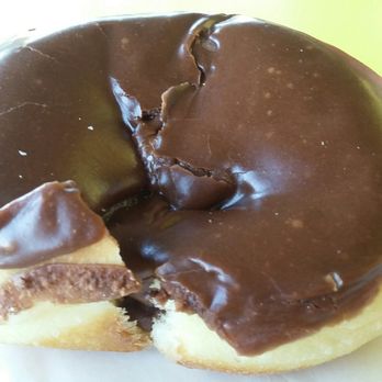 DK's Donuts - This custard filled chocolate donut wasn't pretty, but it did not taste bad.  3 stars - Donuts Near Me - Anaheim, California