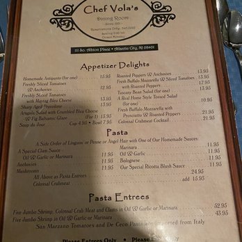 Chef Vola's - Menu - Italian Near Me - Atlantic City, New Jersey