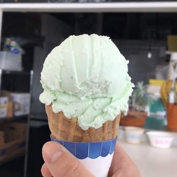 Photo of Polly Ann Ice Cream - San Francisco, CA, United States. Honeydew ice cream in waffle cone