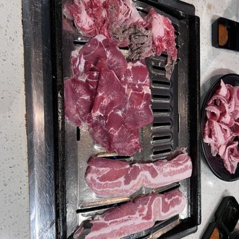 AYCE Gogi - VAN NUYS - T to B: Beef Belly, Tongue and Pork Belly. - Korean Near Me - Van Nuys, California AYCE Gogi - VAN NUYS - T to B: Beef Belly, Tongue and Pork Belly. - Korean Near Me - Van Nuys, California