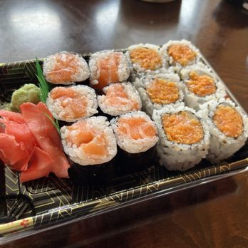 Shinko Grill - U Pick 2 Basic Sushi Rolls - Lunch (Salmon Roll and Spicy Salmon Roll) - Sushi Bars Near Me - High Point, North Carolina Shinko Grill - U Pick 2 Basic Sushi Rolls - Lunch (Salmon Roll and Spicy Salmon Roll) - Sushi Bars Near Me - High Point, North Carolina