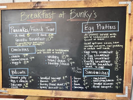 Menu photo 2 Mr Bunky's Restaurant & Market Eastover, SC Menu photo 2 Mr Bunky's Restaurant & Market Eastover, SC