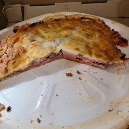 Almost invisable crust on the meat lovers Almost invisable crust on the meat lovers